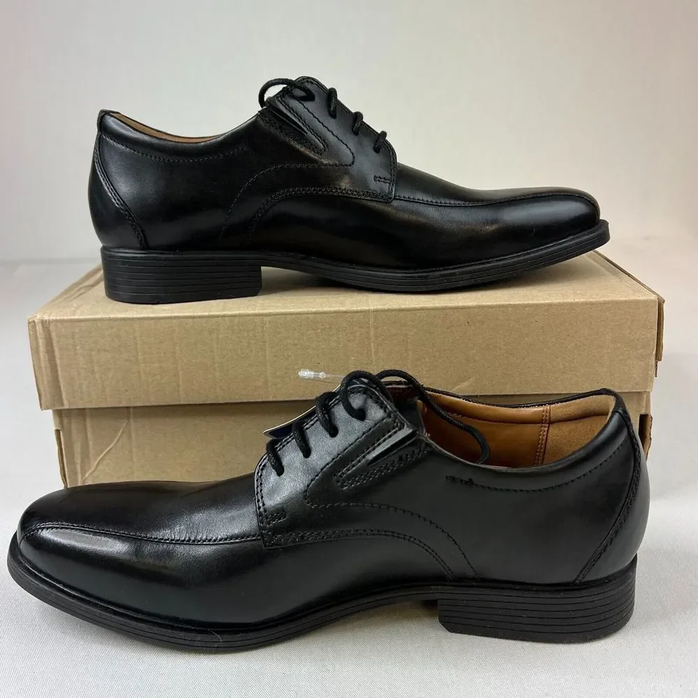 Clarks Mens Whiddon‎ Pace Dress Shoes Black Leather Oxford Lace-Up Sz 7W NEW